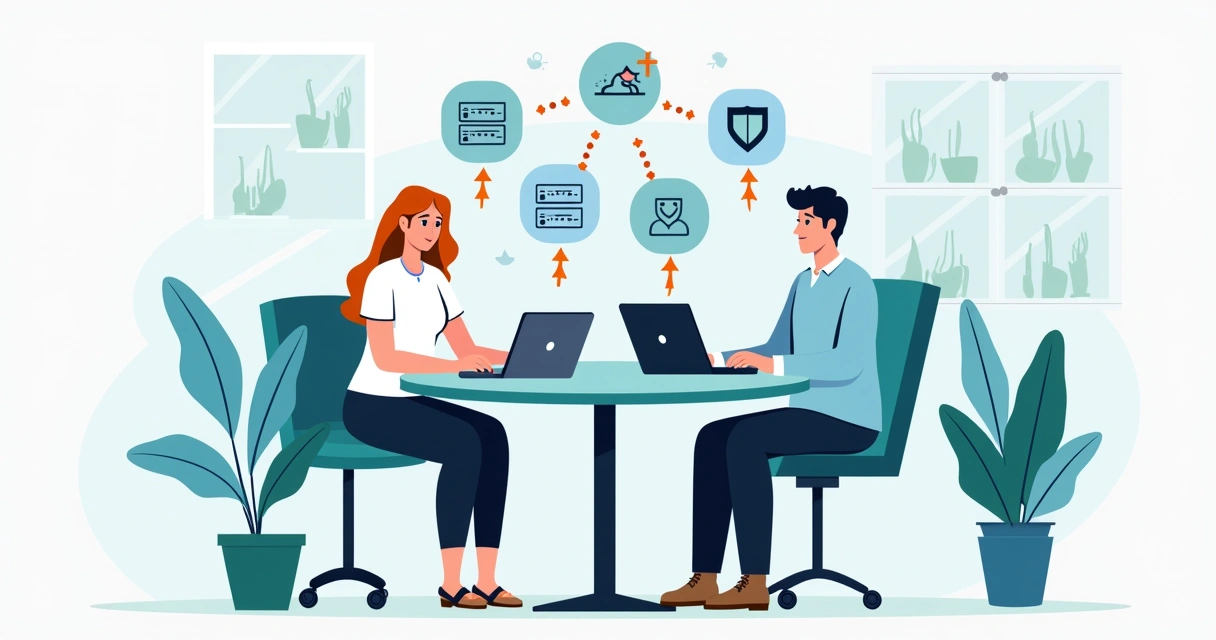Consultor de TI explicando serviços para empresário 
