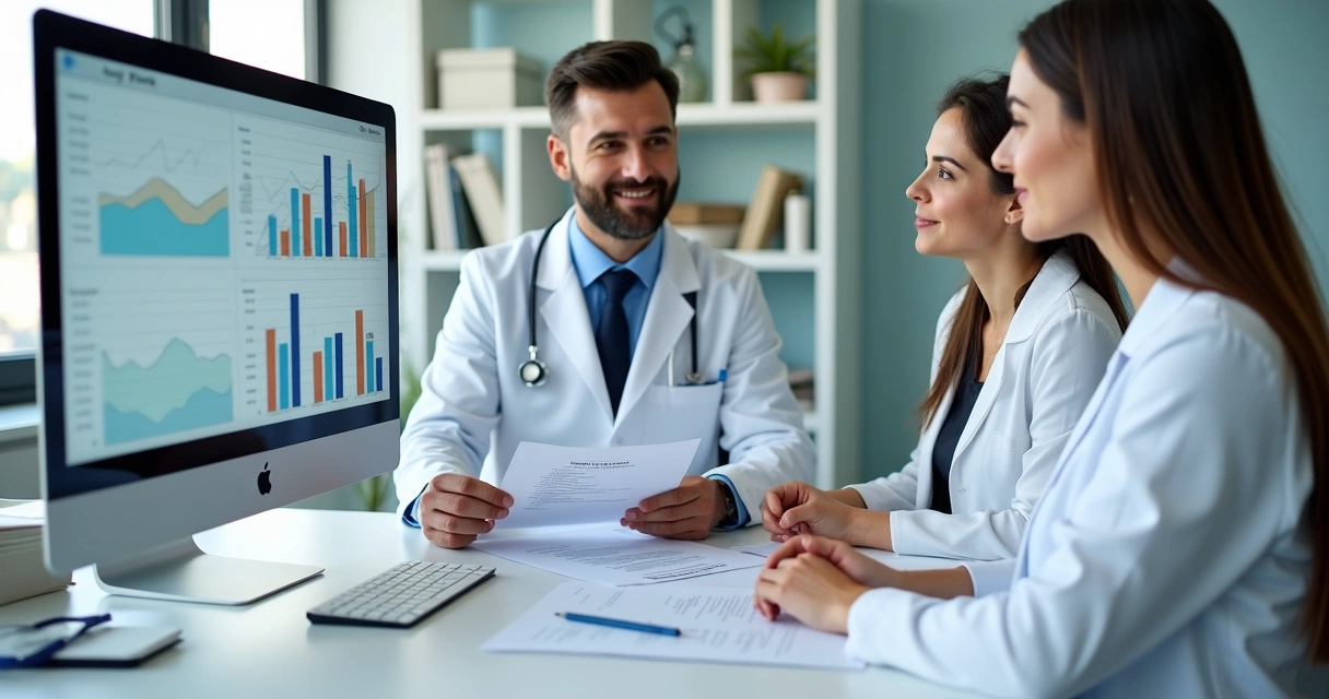 Consultor tributário atende profissional de clínica 