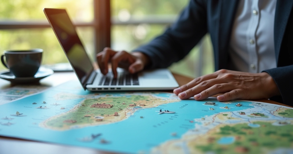 Consultor de viagem analisando roteiro personalizado para Zanzibar 