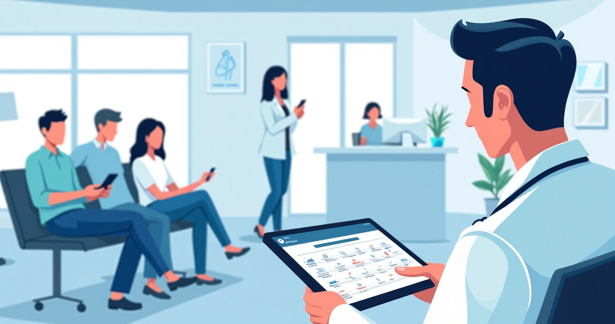 Consultório médico moderno com uso de agenda digital 