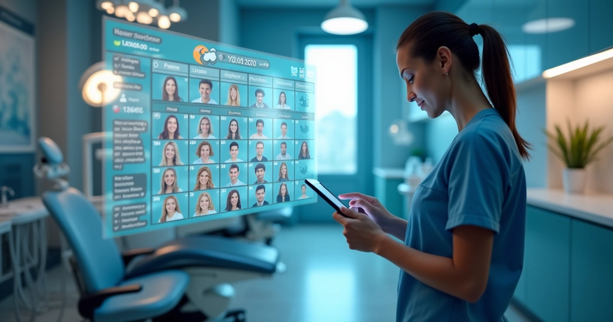 Agendamento digital de pacientes em clínica odontológica moderna