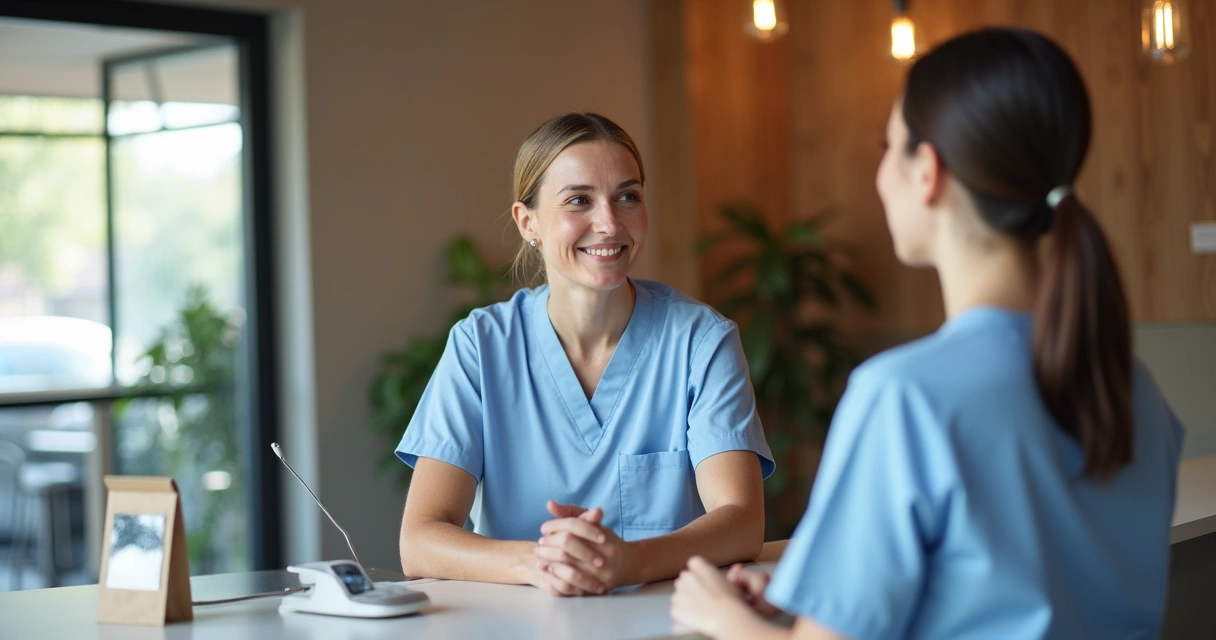 Paciente particular sorrindo enquanto agenda consulta em clínica médica 