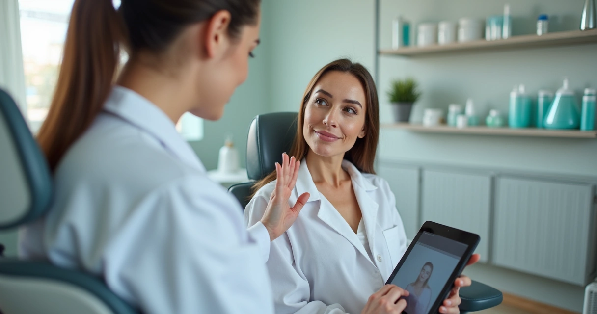 Paciente sendo avaliado por especialista em estética facial