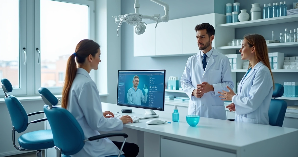Consultório dentário moderno com tecnologia digital 