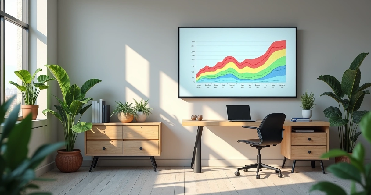 Consultório moderno com tela digital mostrando gráfico de evolução do paciente 