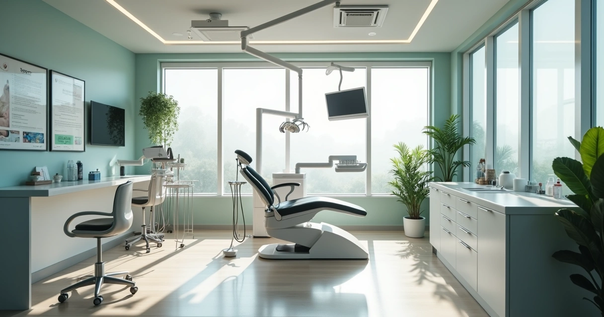 Consultório odontológico moderno com equipamentos digitais