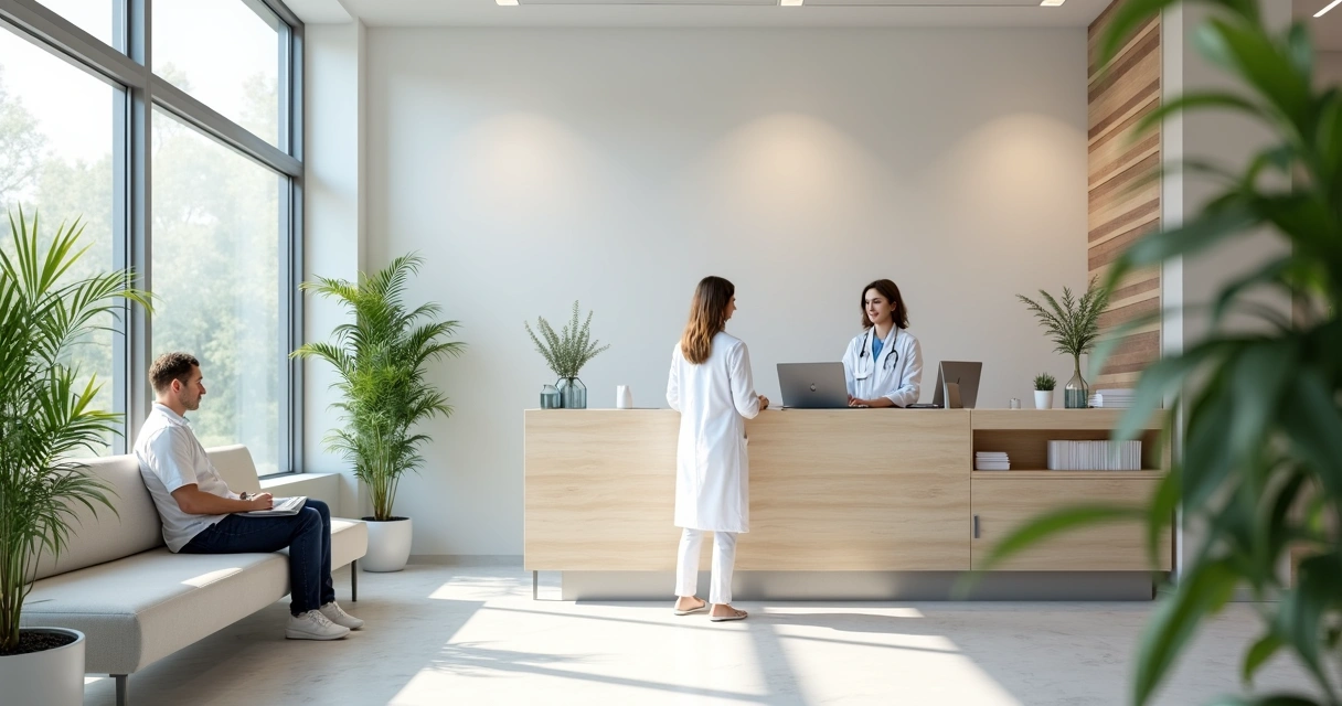 Consultório de clínica médica com equipamentos e estrutura ambulatorial