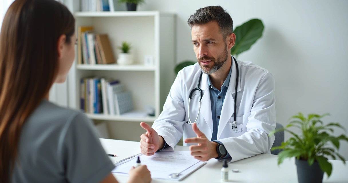 Consulta médica entre paciente e médico sobre tratamento com canabidiol 