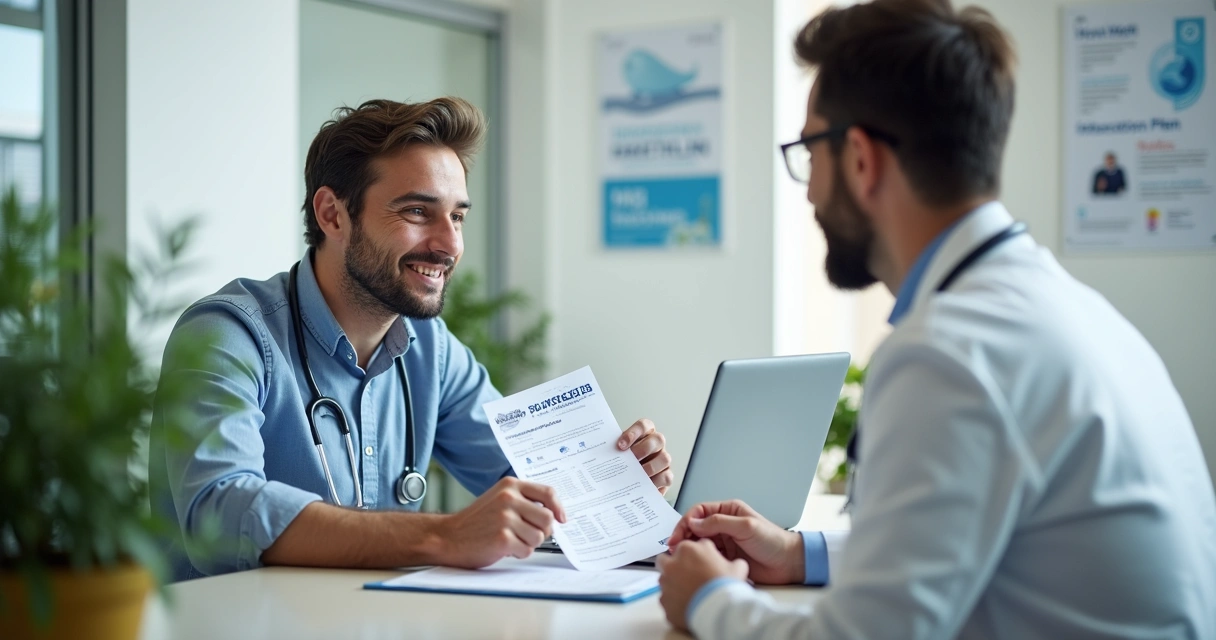 Sala de consultório médico com microempreendedor individual em consulta 