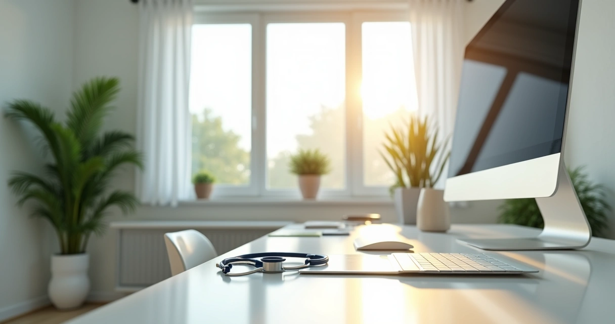 Consultório médico moderno e iluminado 