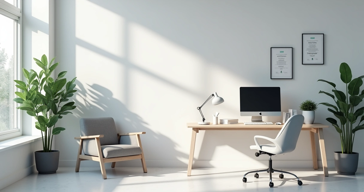 Vista geral de um consultório médico moderno. 