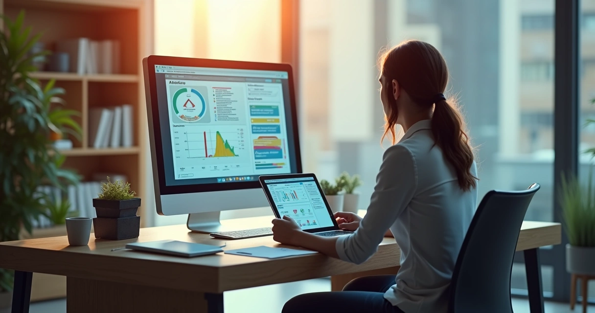 Consultório moderno com tela digital e elementos de tecnologia 