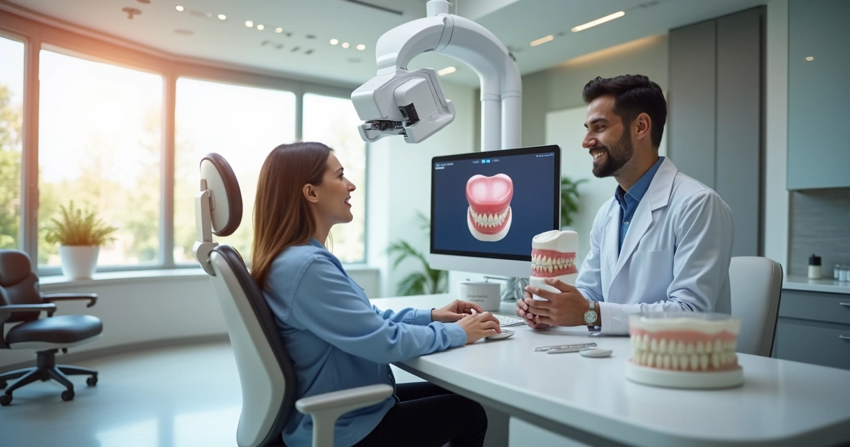 Consultório odontológico moderno com equipamento de escaneamento digital