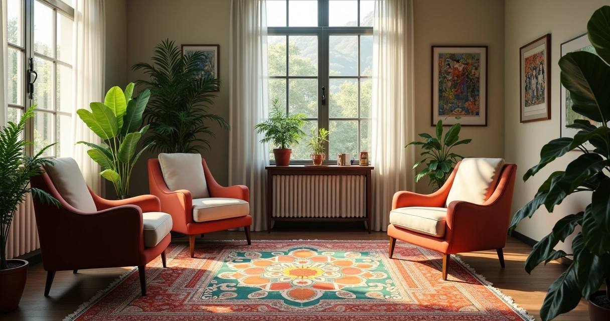 Consultório de psicanálise moderno com elementos brasileiros