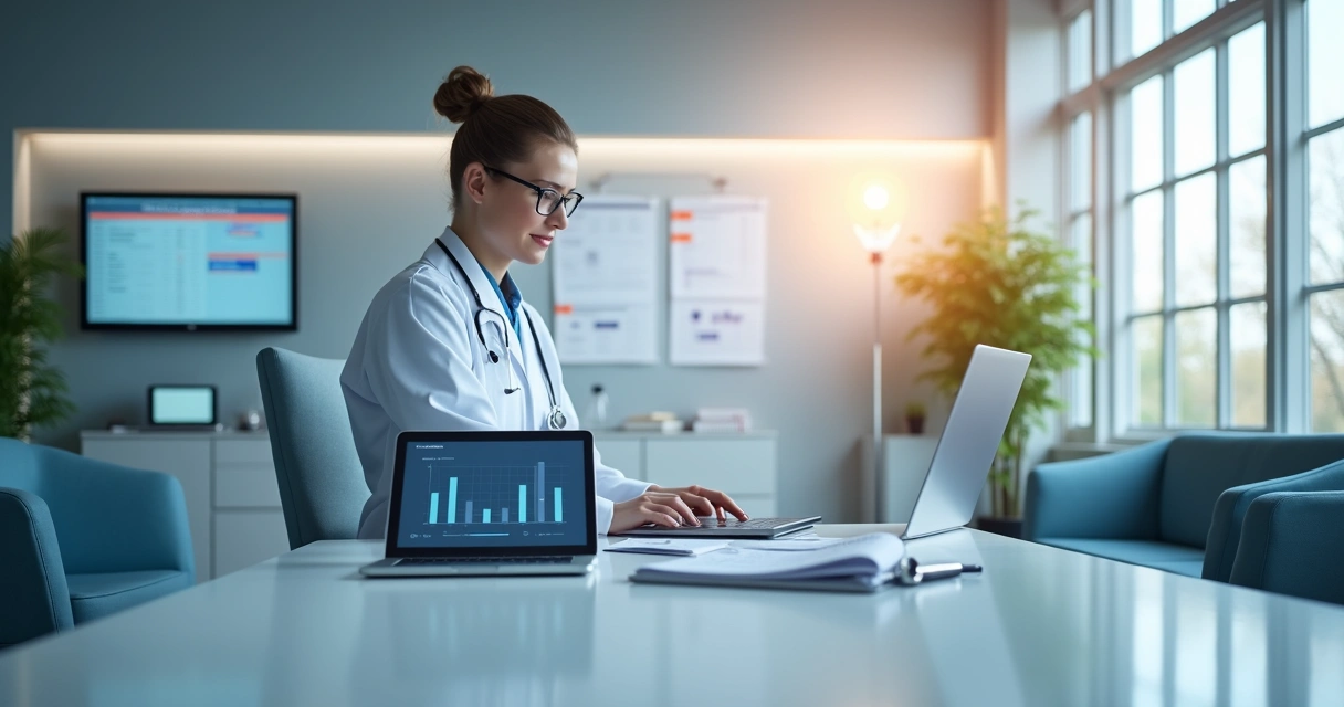 Consultório médico moderno com tecnologia digital 
