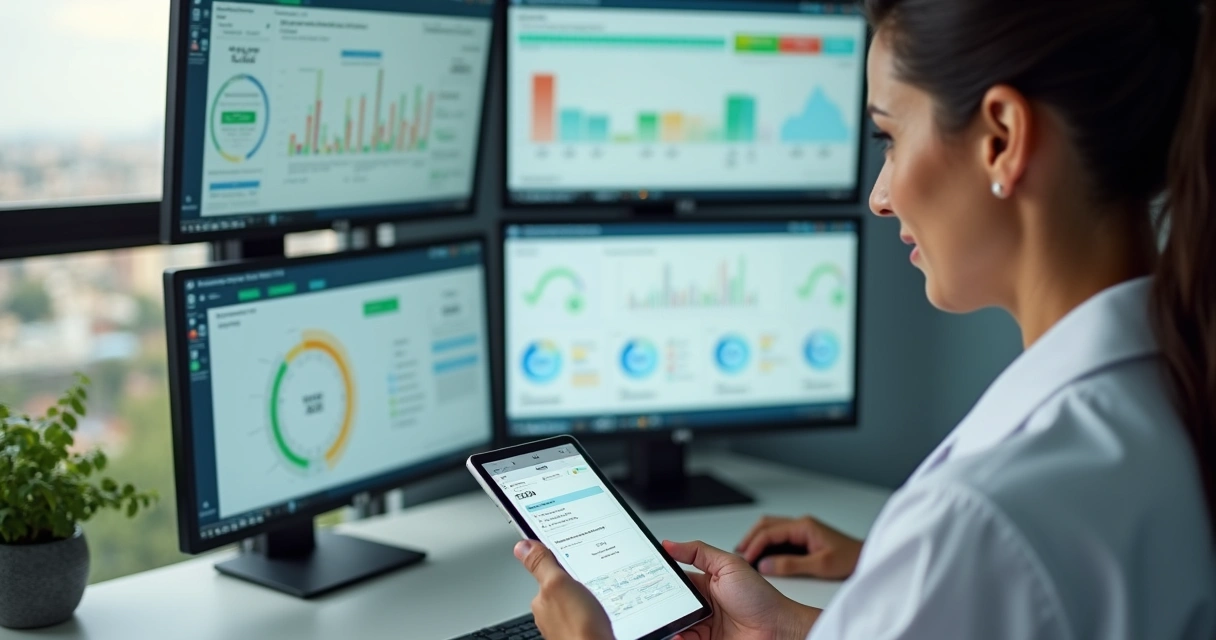 Consultório de nutrição com telas de automação digital
