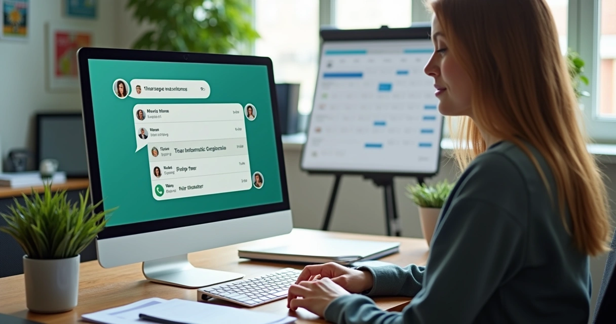 Nutricionista em consultório digital com tela cheia de notificações automáticas 