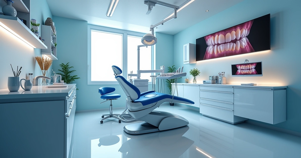Consultório odontológico moderno com equipamentos tecnológicos de última geração 