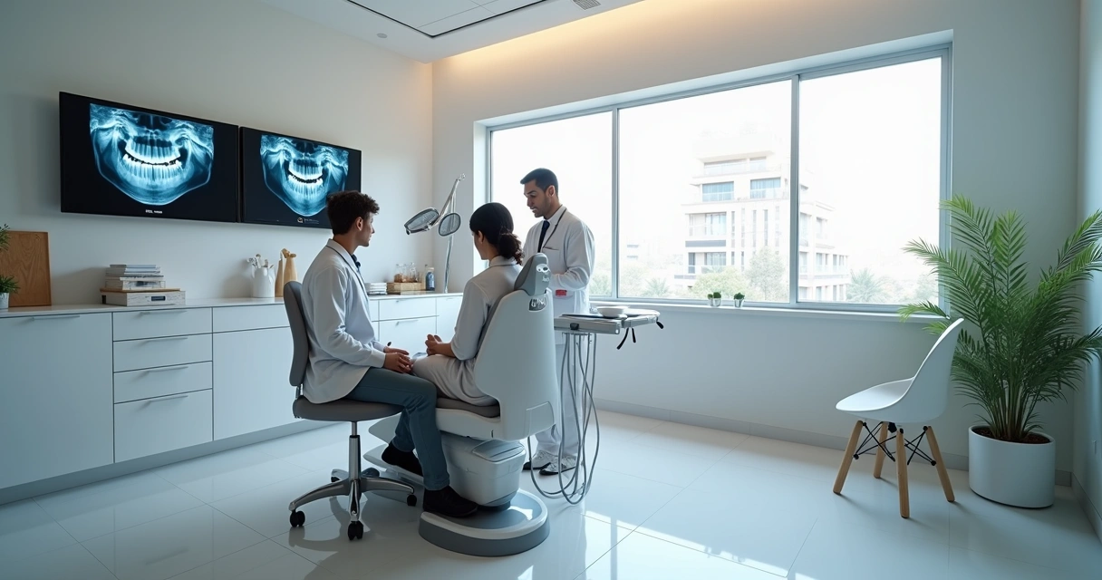 Consultório odontológico moderno com equipamentos avançados 
