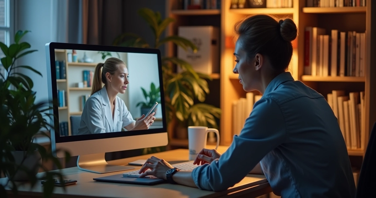 Atendimento de psicanálise online com paciente e analista em videoconferência 