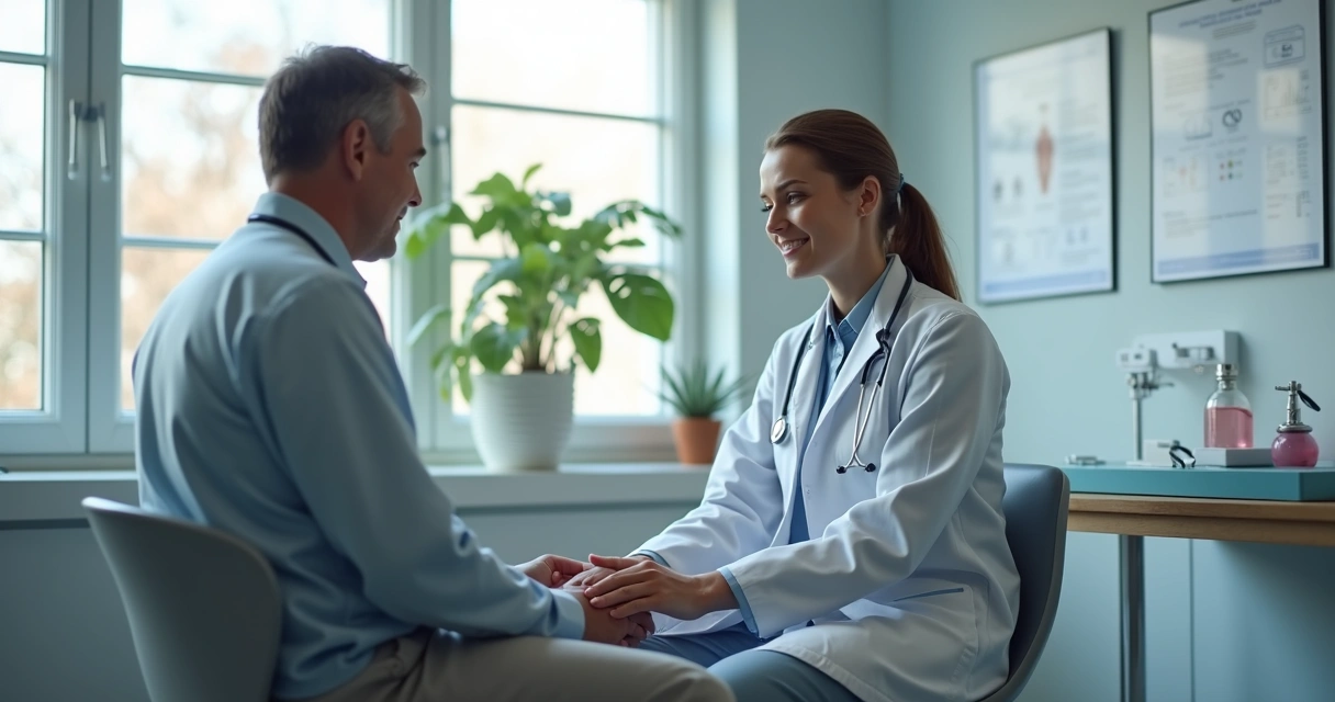 Orquidômetro sendo usado em consultório médico sobre mesa com paciente e profissional de saúde 