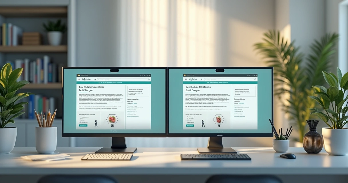 Consultório de clínica médica moderno com computadores e IA em uso para conteúdo 