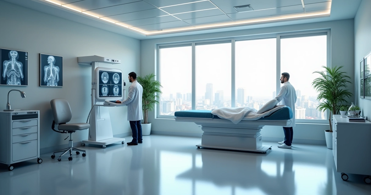 Consultório vascular moderno em Anápolis com equipamentos e médico