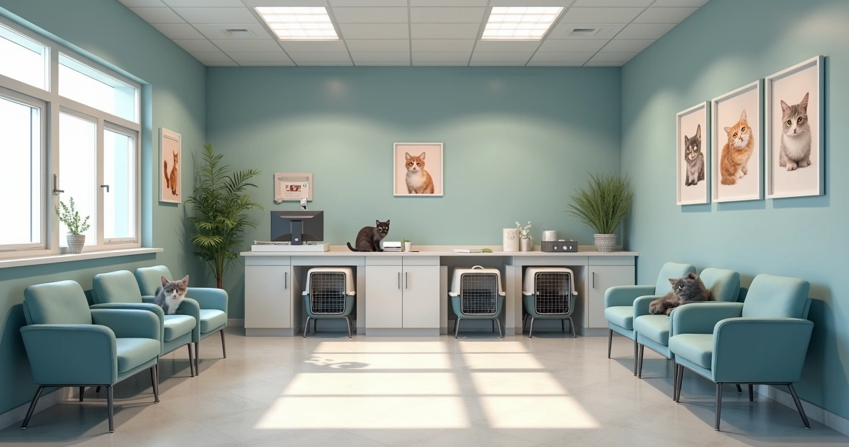 Consultório com estrutura exclusiva para atendimento de gatos 