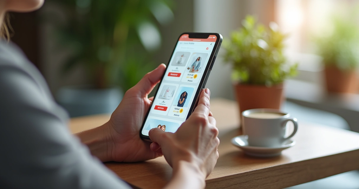 Pessoa comprando pelo celular em loja online 