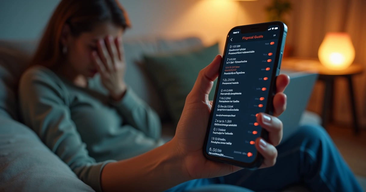 Pessoa segurando smartphone com múltiplas ligações de telemarketing ignoradas 