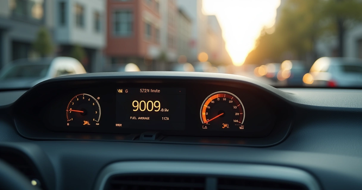 Painel de carro marcando alto consumo de combustível 