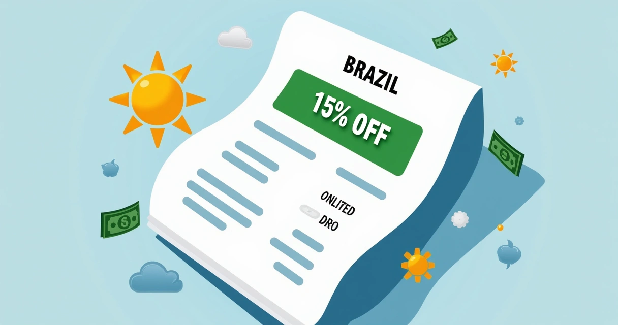 Conta de luz destacando desconto de energia solar 