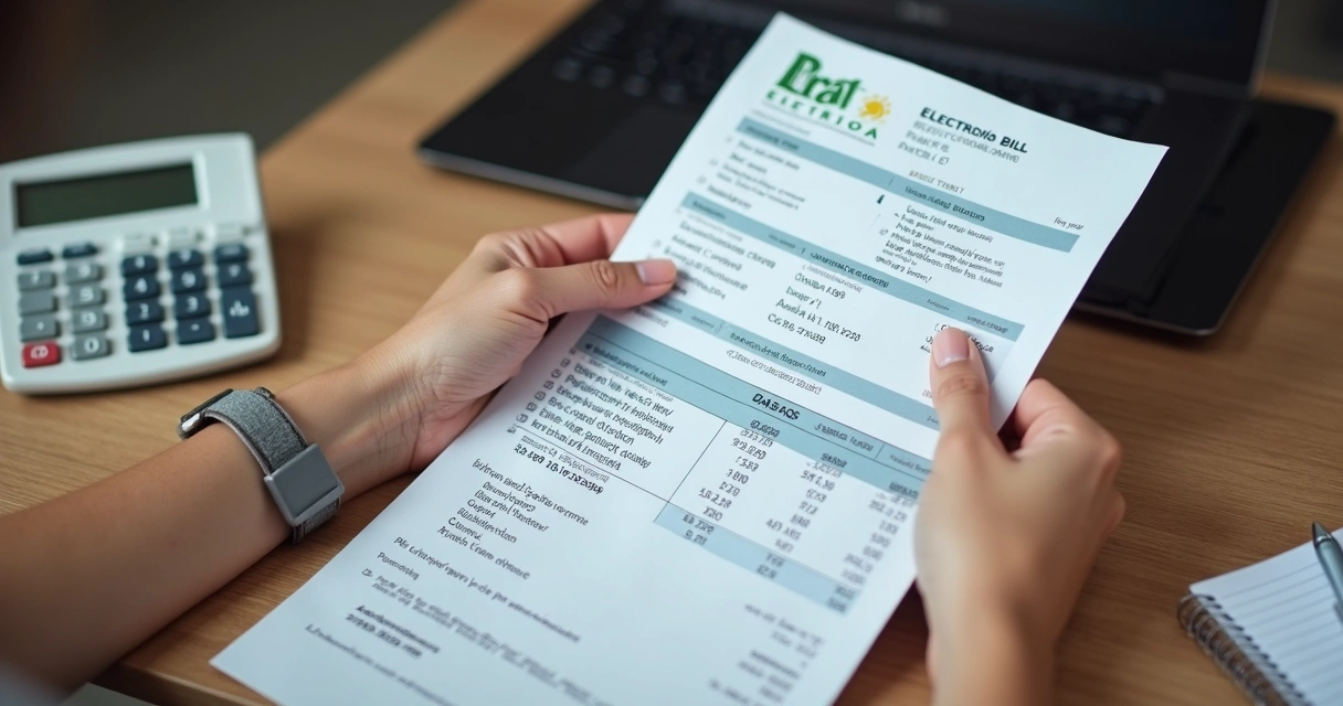 Pessoa analisando conta de luz para saber o consumo