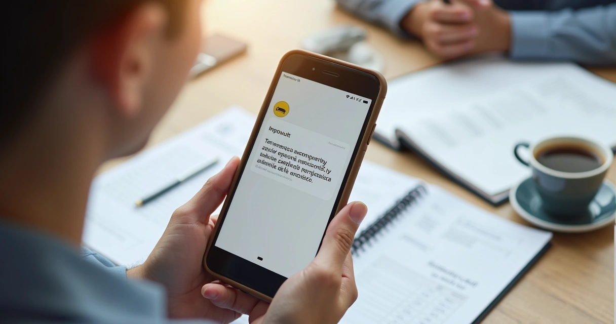 Tela de celular com aviso de bloqueio no WhatsApp Business