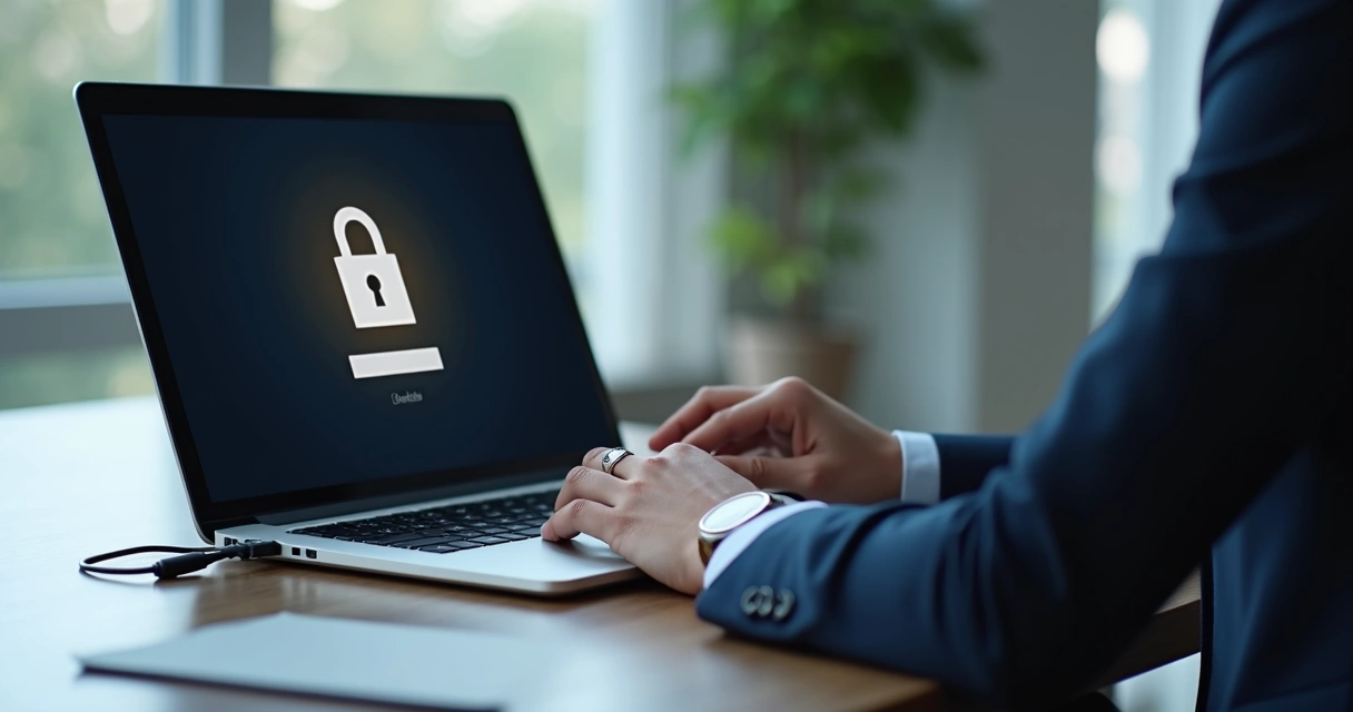 Contador usando notebook para acessar certificado digital 