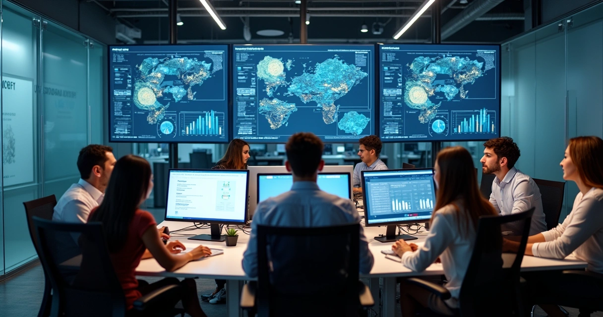 Equipe Hora Certa Contabilidade analisando painéis digitais de clientes 