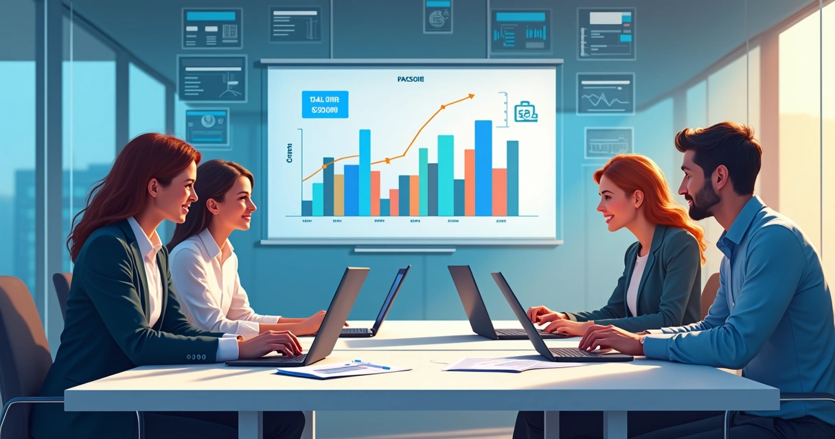 Equipe planejando finanças em escritório de contabilidade 