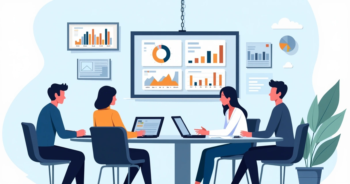 Reunião estratégica de contabilidade com gráficos 