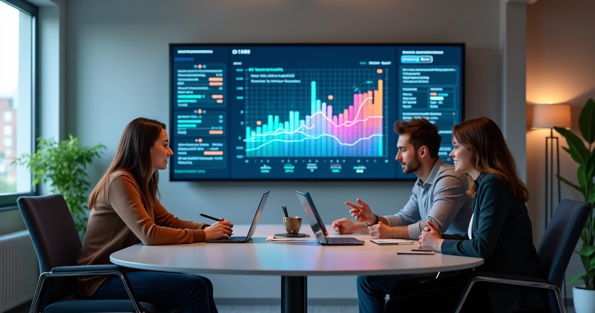 Gráfico colorido mostrando automação de tarefas contábeis com IA em pequena empresa 