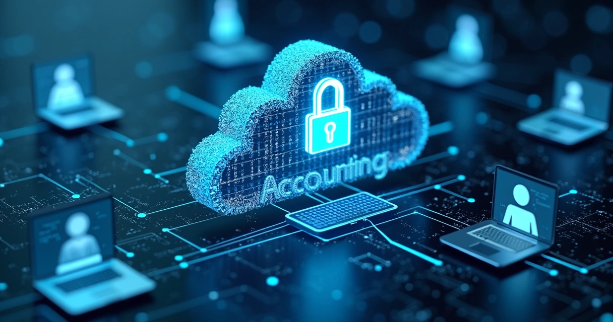 Representação conceito de contabilidade na nuvem com foco em cibersegurança 