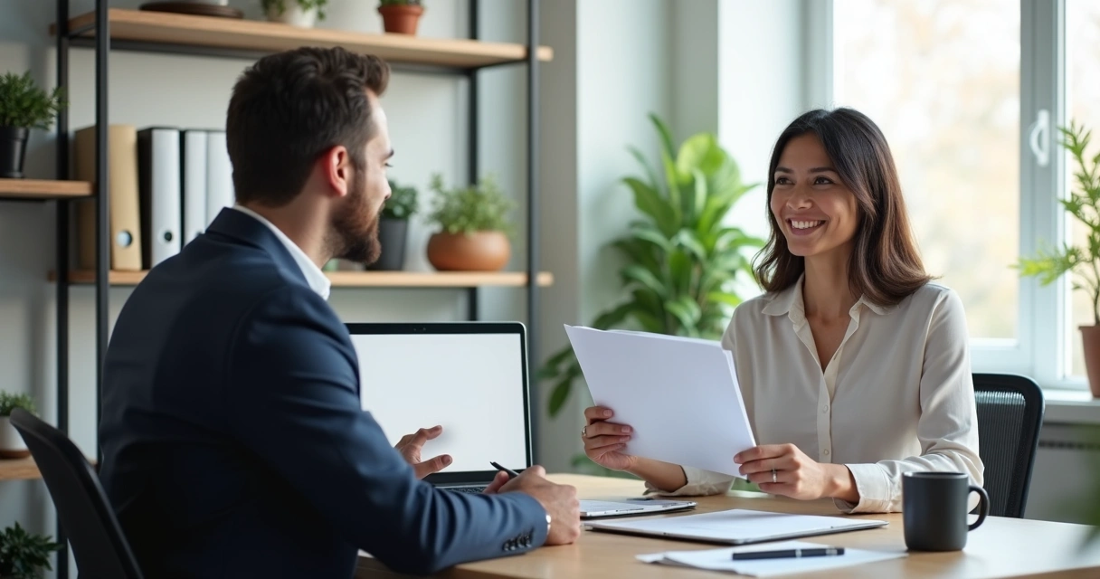 Sócio de empresa conversando com contador em escritório de contabilidade digital 