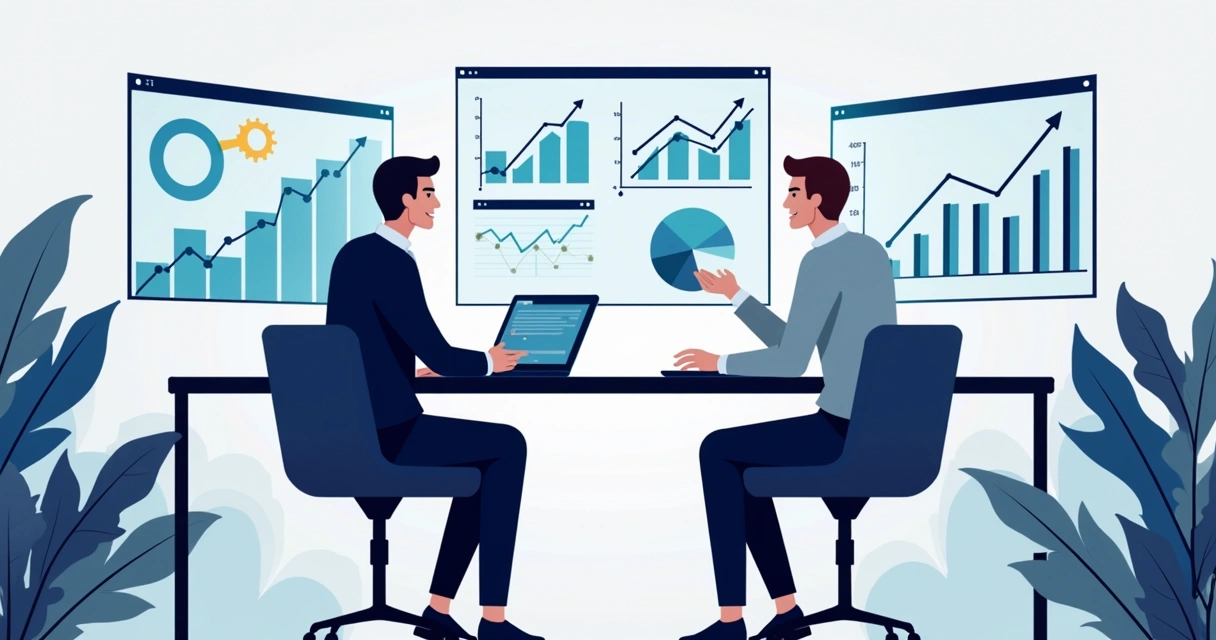 Contador moderno analisando dados em gráficos digitais 