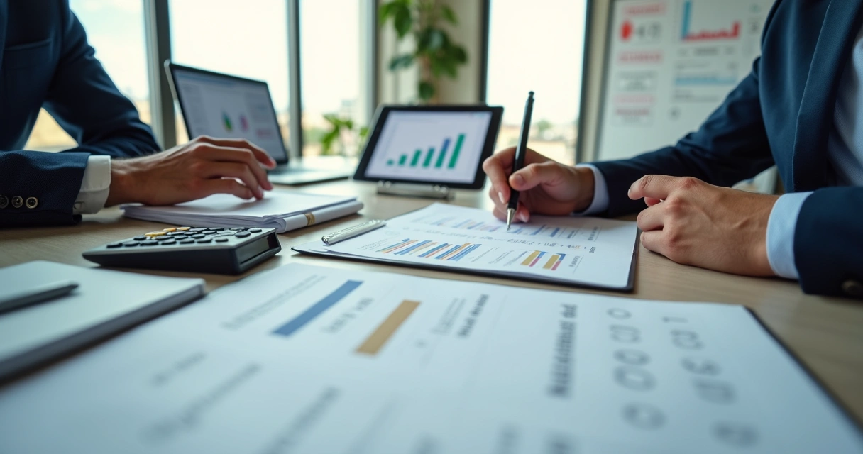 Empresária de pequena empresa negociando serviços de contador em escritório moderno 