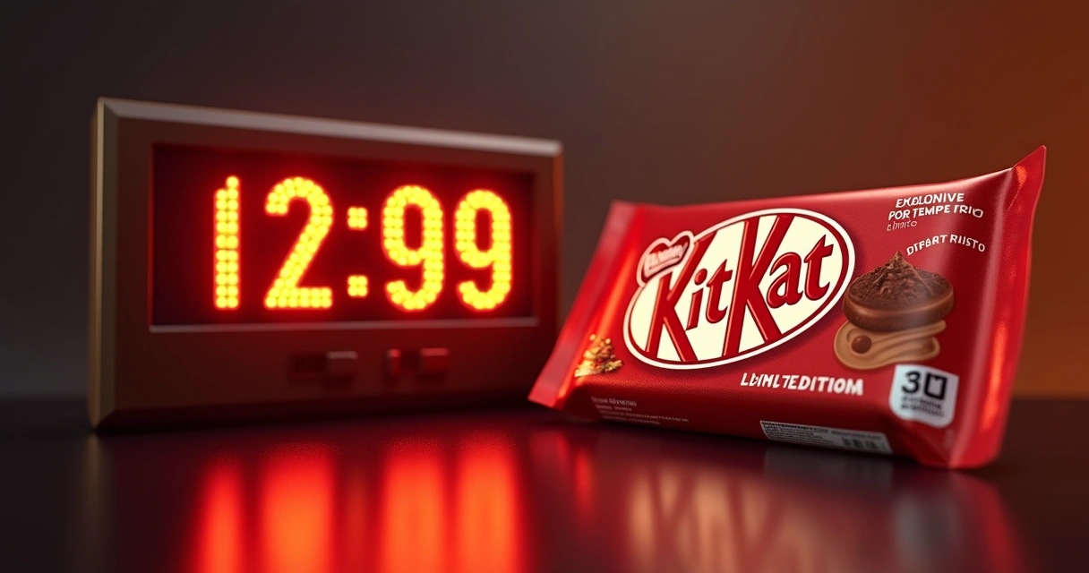 Contador regressivo em destaque com produto ao lado em fundo claro 