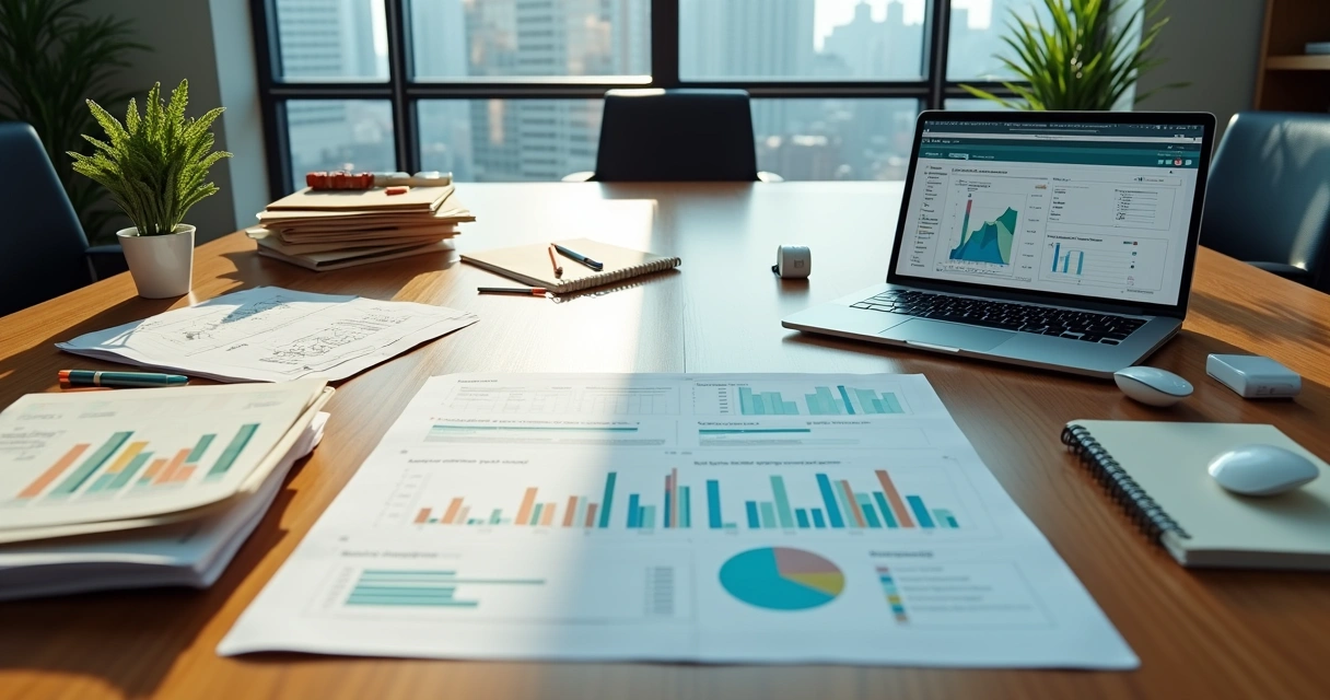 Comparação visual entre contador tradicional e sistema financeiro digital em mesa de escritório 