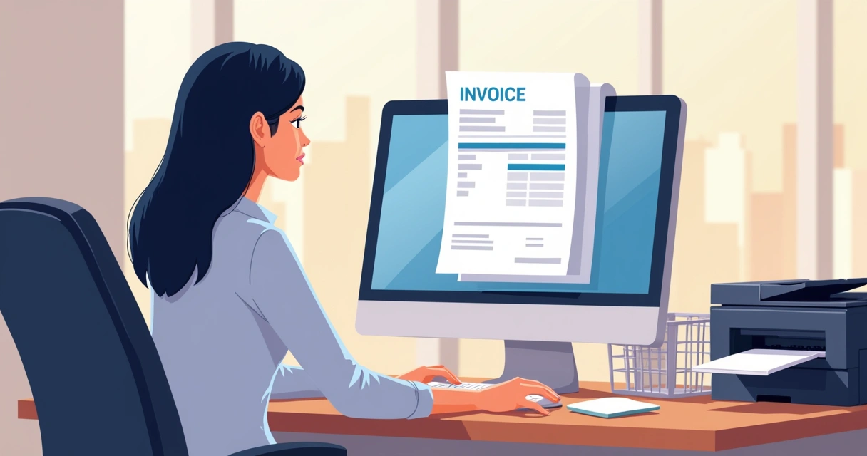 Mulher sentada no computador emitindo nota fiscal digital