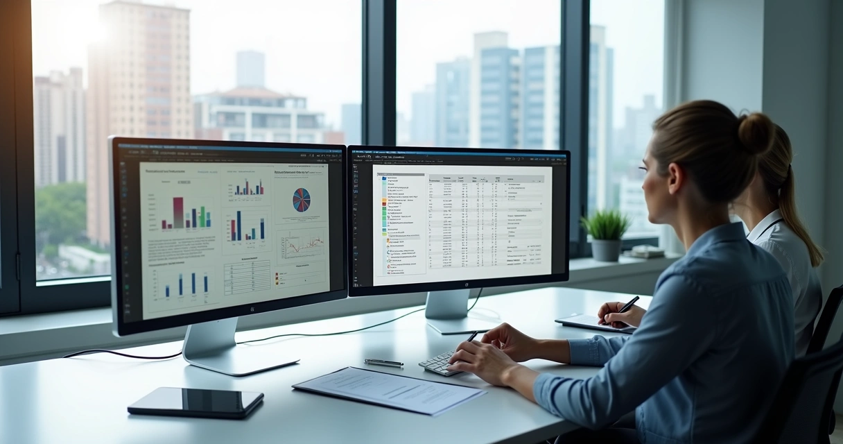 Profissionais de contabilidade analisando certidões digitais na tela 
