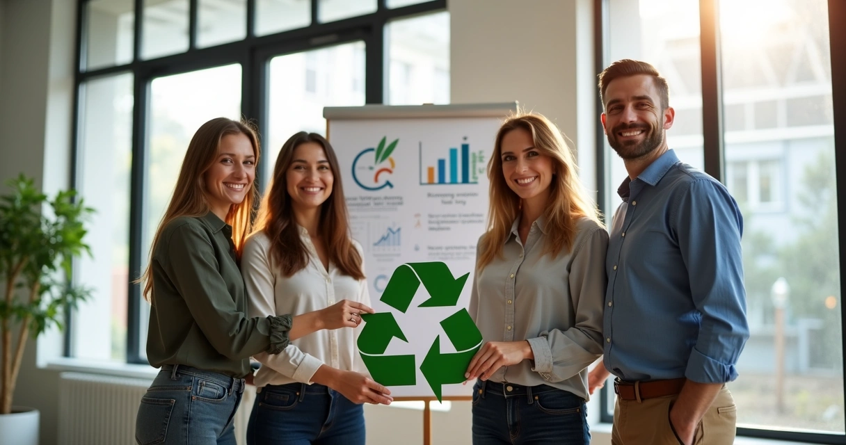Contadores celebrando resultado social de projeto de reciclagem 