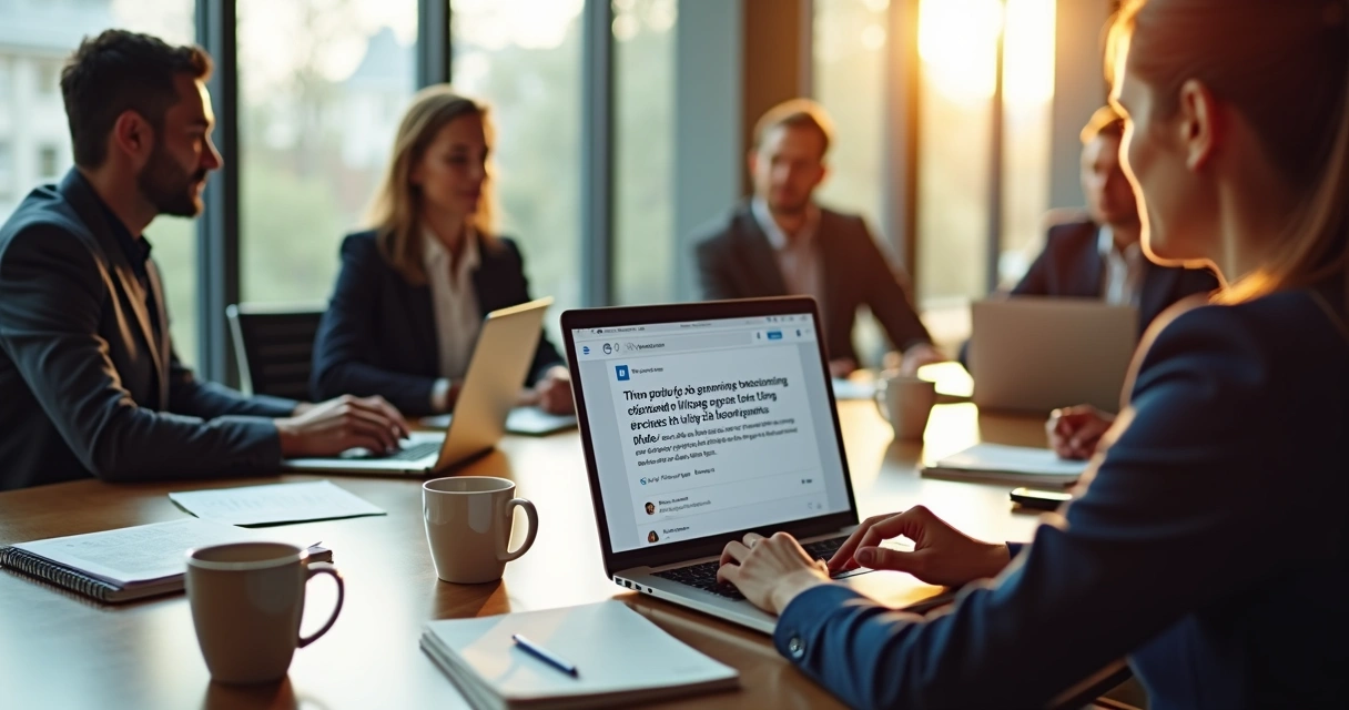 Contadores usando notebook divulgando dicas de contabilidade no LinkedIn 