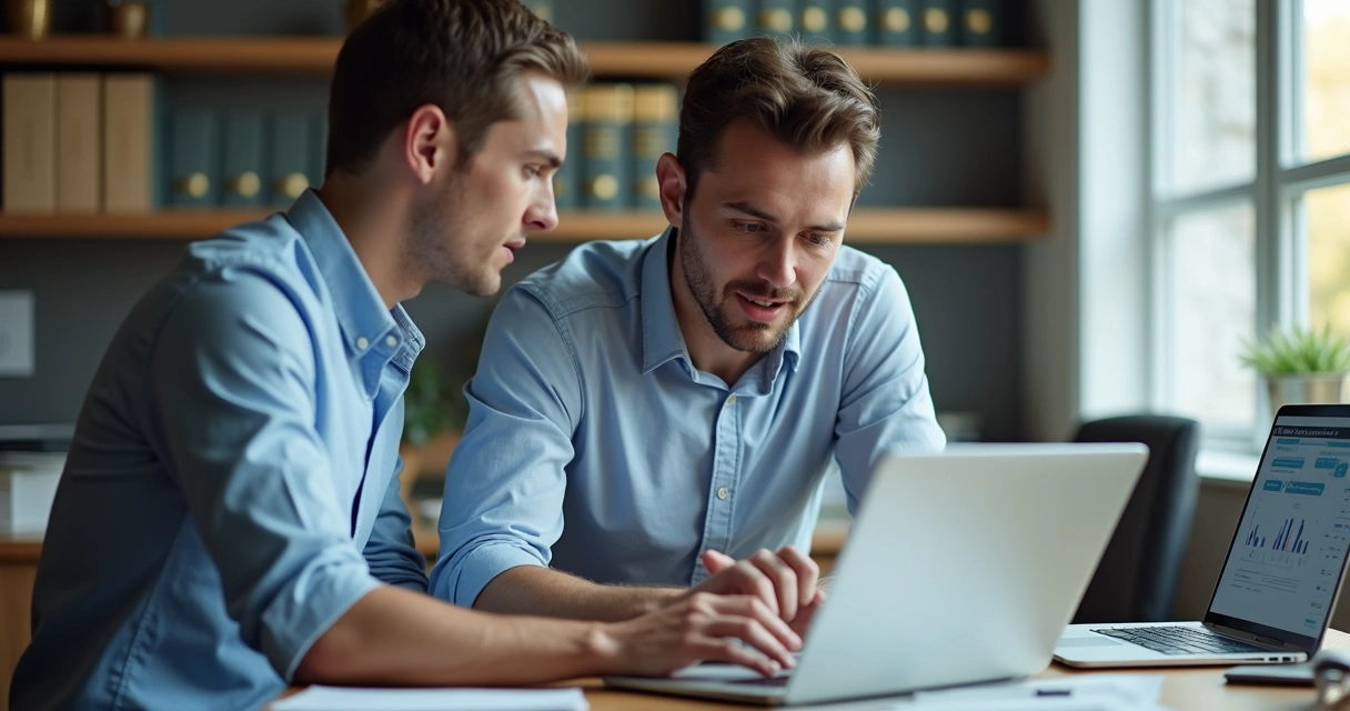 Contadores experimentando IA em um escritório 
